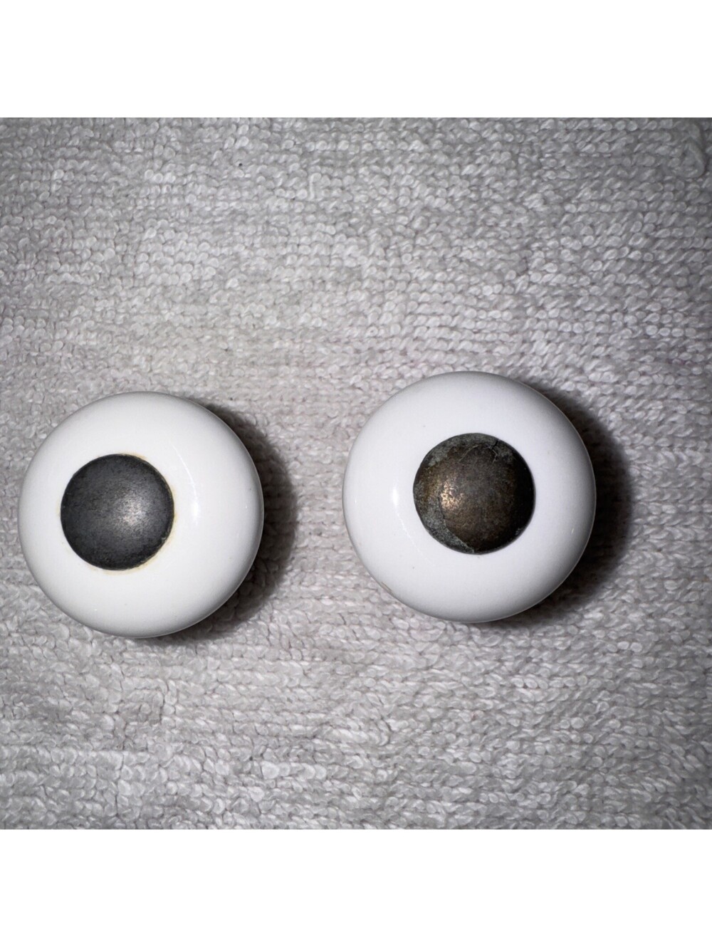VTG White Ceramic Porcelain Knob Cabinet Pull Handle .75” Button